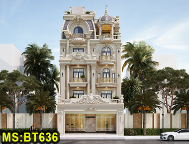 Mẫu biệt thự 4 tầng tân cổ điển -  Mặt tiền ấn tượng, Nội thất cao cấp